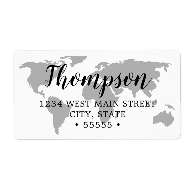 Simple World Map Return Label (Front)