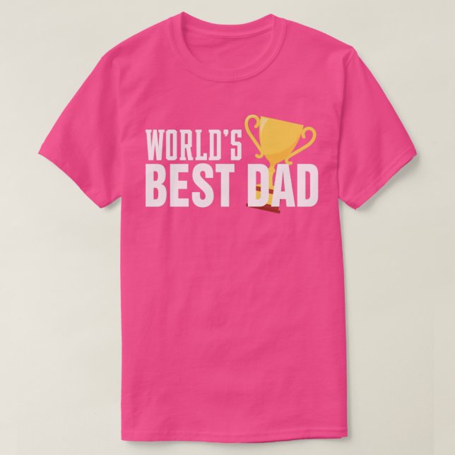 Simple Worlds Best Dad Typography with Trophy1 T-Shirt (Design Front)