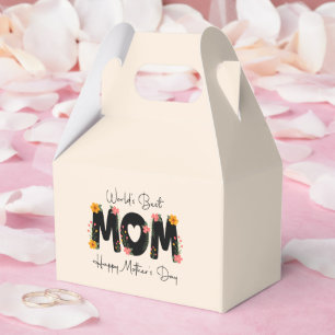 Simple World's Best Mom Mother's Day Calligraphy   Favor Boxes