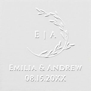 Simple Wreath Minimalist Monogram Embosser