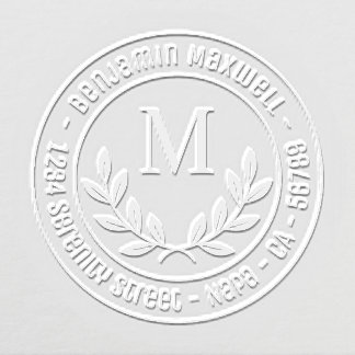 Simple Wreath Monogram Initial Round Address Embosser
