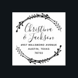 Simple Wreath Newlywed Return Address Rubber Stamp<br><div class="desc">A stylish return address stamp with a simple wreath illustration. Perfect for adding return addresses to save the date cards,  wedding invitations,  thank you cards and more. Makes a great gift!</div>