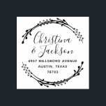 Simple Wreath Newlywed Return Address Rubber Stamp<br><div class="desc">A stylish return address stamp with a simple wreath illustration. Perfect for adding return addresses to save the date cards,  wedding invitations,  thank you cards and more. Makes a great gift!</div>