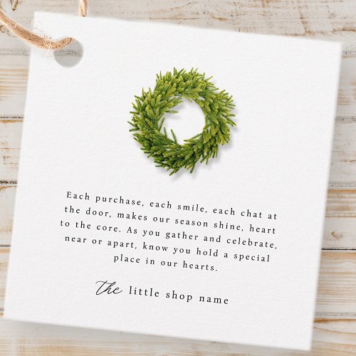Simple Wreath Small Business Holiday Thank You Favor Tags