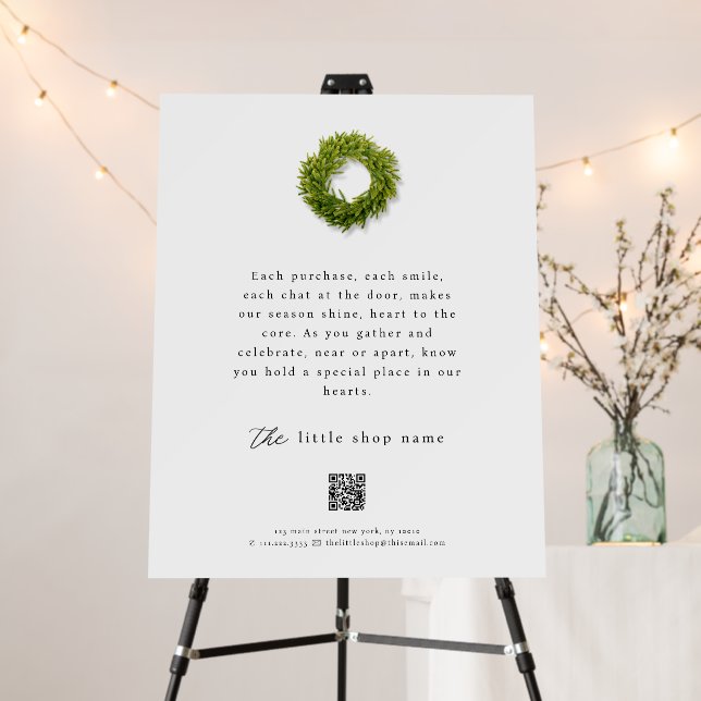 Simple Wreath Small Business Holiday Thank You Foam Board (In Situ (Stand))