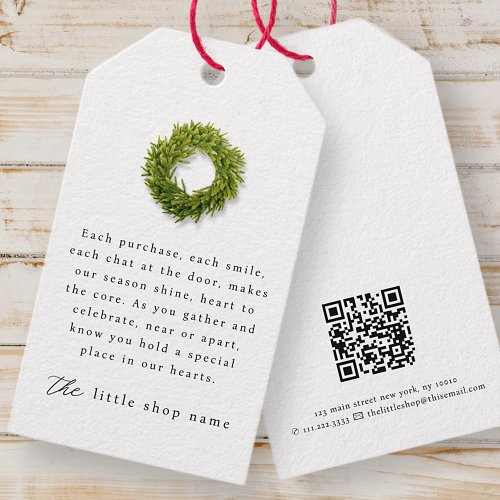 Simple Wreath Small Business Holiday Thank You Gift Tags