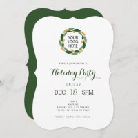 Simple Wreath with YOUR LOGO Company holiday party Invitation