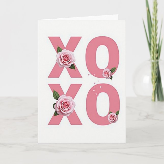 Simple Xoxo Roses Love Card (Front)