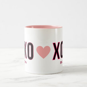 Simple Xoxo Workout Cute Valentines Day Two-Tone Coffee Mug