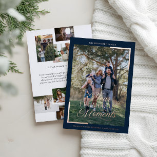 Simple Year in Moments Family Photo Christmas Foil Holiday Card