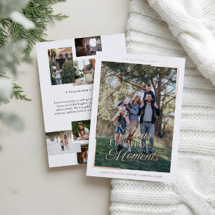Simple Year in Moments Family Photo Christmas  Foil Holiday Card