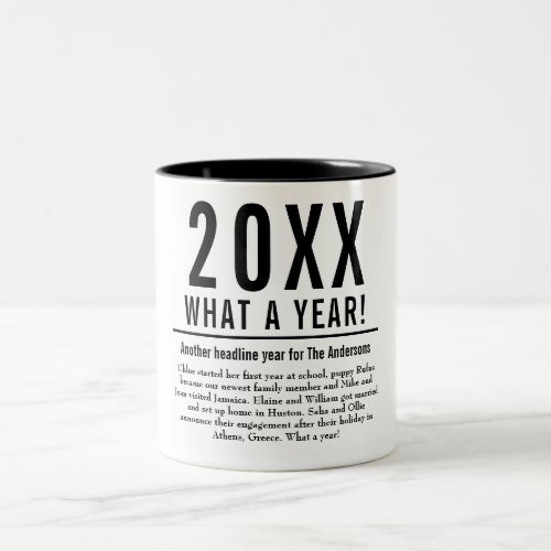 Simple Year In Review Modern Typographic Two_Tone Coffee Mug