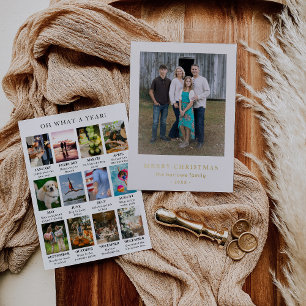 Simple Year in Review Photo Modern Christmas Foil Holiday Card