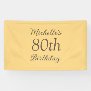 Simple Yellow 80th Birthday Banner