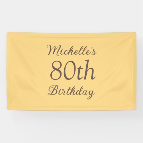 Simple Yellow 80th Birthday Banner