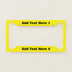 Simple Yellow and Black Bold Text Template License Plate Frame