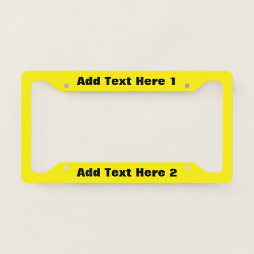 Simple Yellow and Black Bold Text Template License Plate Frame