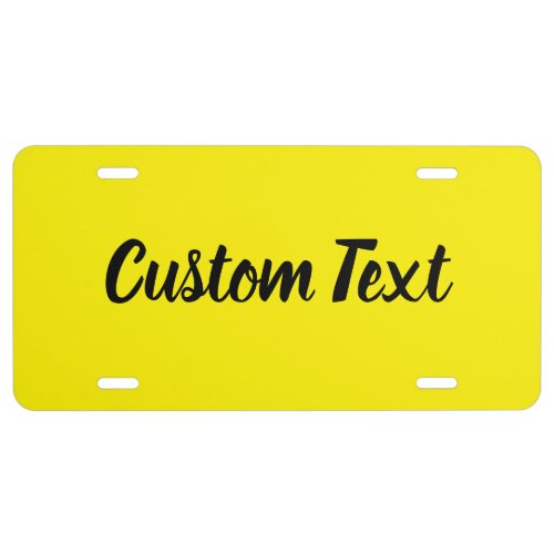 Simple Yellow and Black Script Text Template License Plate