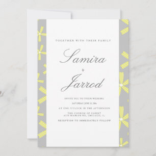 Simple Yellow and Gray Abstract Marble Wedding Invitation