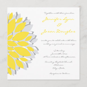 Simple Yellow and Gray Flowers Wedding Invitations