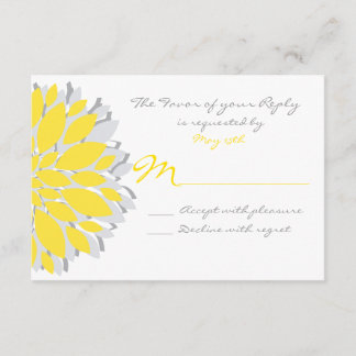 Simple Yellow and Gray Flowers Wedding RSVP Cards