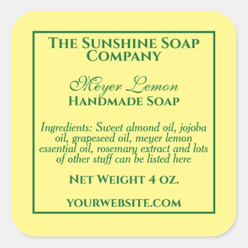 Simple Yellow and Green Soap and Cosmetics Label 