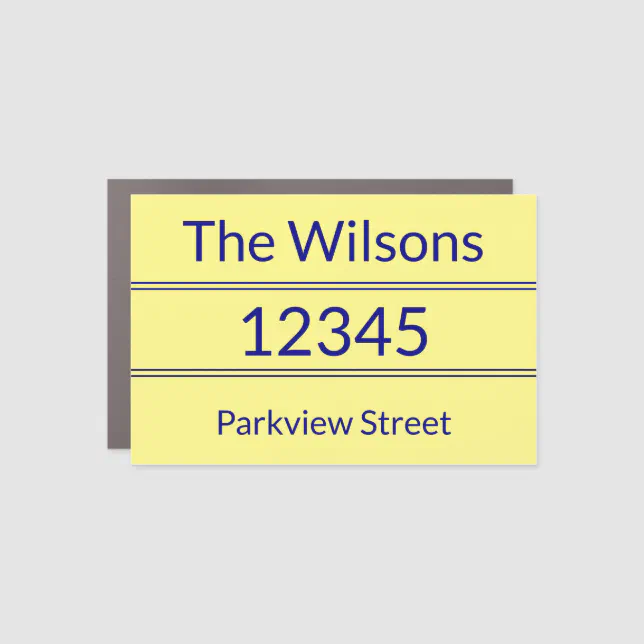Simple Yellow and Navy Name Address Mailbox Magnet | Zazzle
