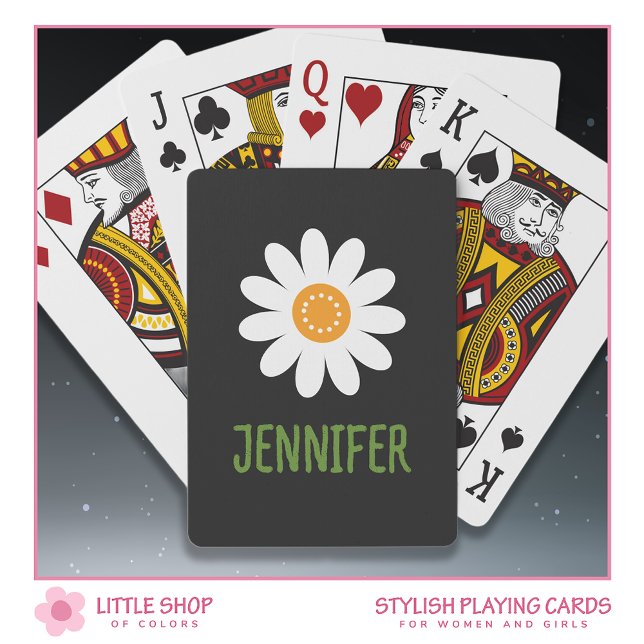 Simple Yellow and White Daisy Customizable Poker Cards (Creator Uploaded)