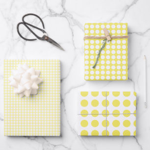 Simple Yellow and White Polka Dots Pattern Wrapping Paper Sheets