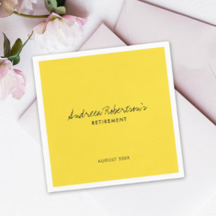 Simple Yellow Basic Solid Color With Modern Script Napkins
