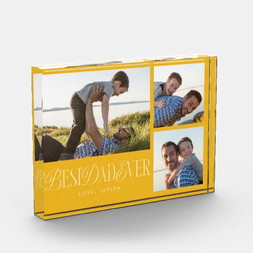 Simple Yellow Best Dad Ever Collage Photo Block
