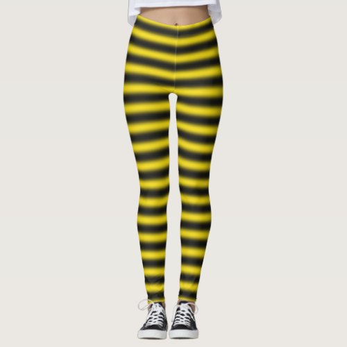 Simple YellowBlack Bee_Inspired Stripes Leggings