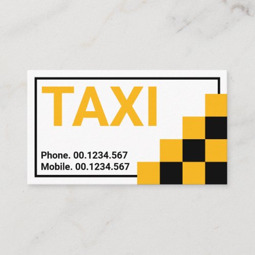 Simple Yellow Black Check Box Border Taxi Driver Business Card