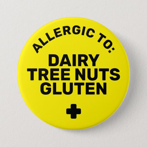 Simple Yellow Black Food Allergy Medical Alert Button