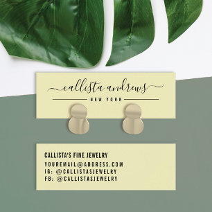 Simple Yellow Black Script Earring Display Card