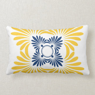 Simple Yellow Blue Floral Pattern Lumbar Pillow