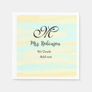 simple yellow blue watercolor teacher appreciation napkins