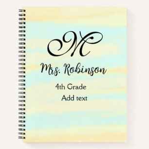 simple yellow blue watercolor teacher appreciation notebook