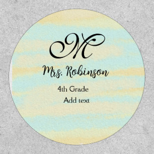 simple yellow blue watercolor teacher appreciation patch