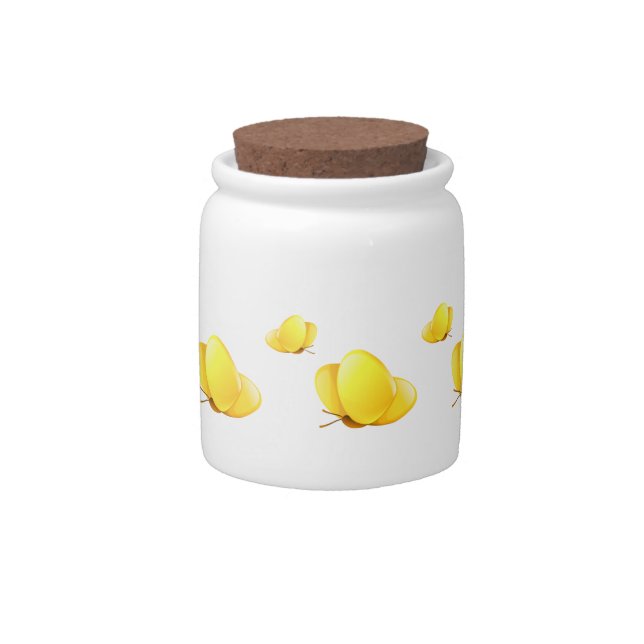 Simple Yellow Butterflies Candy Jar (Front)