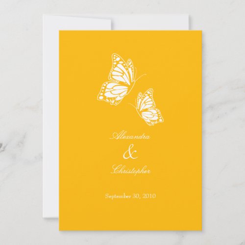 Simple Yellow Butterflies Wedding Announcement