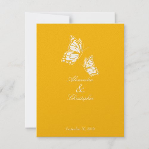 Simple Yellow Butterflies Wedding Announcement