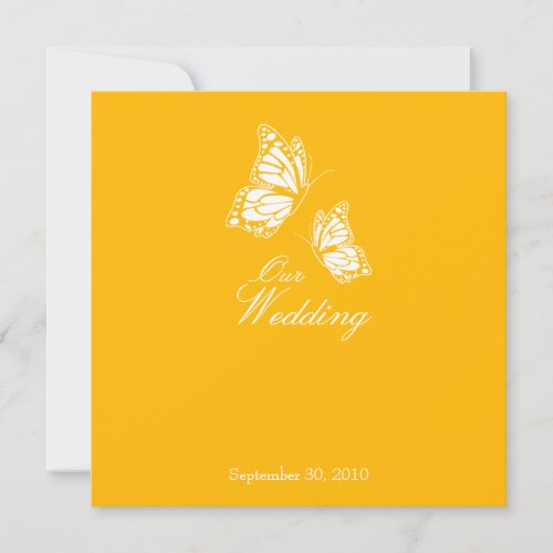 Simple Yellow Butterflies Wedding Announcement 2