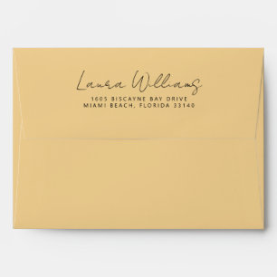 Simple Yellow Cabana Stripes Return Address Envelope
