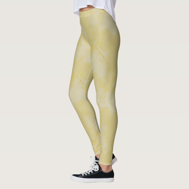 Simple yellow Checkered Ceramic Tiles Leggings (Left)