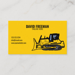 Simple Yellow Construction Machine Bulldozer Business Card