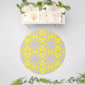 Simple Yellow Floral Abstract Outdoor Rug