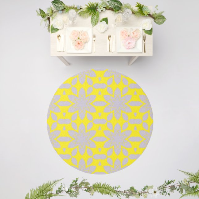 Simple Yellow Floral Abstract Outdoor Rug (Insitu (Wedding 2))