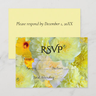 Simple Yellow Floral Wedding RSVP