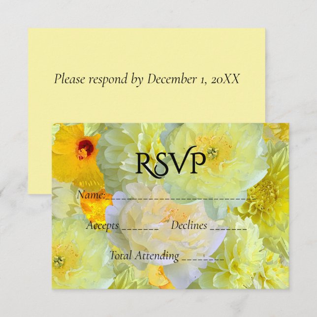 Simple Yellow Floral Wedding RSVP (Front/Back)